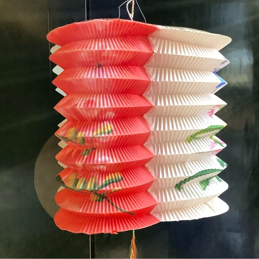 Vintage Asian Paper Lanterns Four Colors Hand Painted